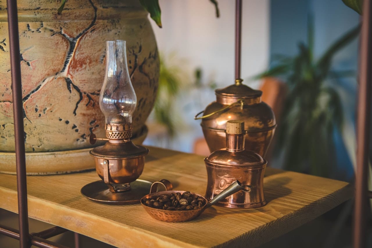 antiques on table